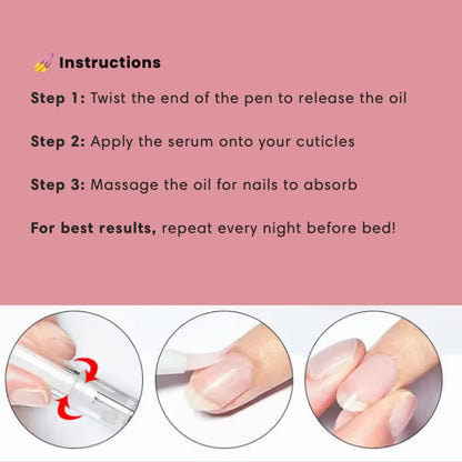 Stylo de croissance des ongles aux cellules souches – Revitalisant et huile fortifiante pour cuticules | Prévient la repousse des ongles, adoucit le vernis et nourrit les ongles