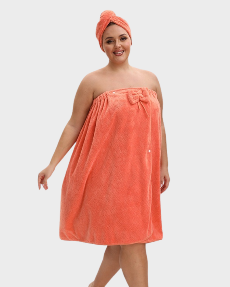 Plus Size Adjustable Bath Skirt & Quick-Dry Cap Set