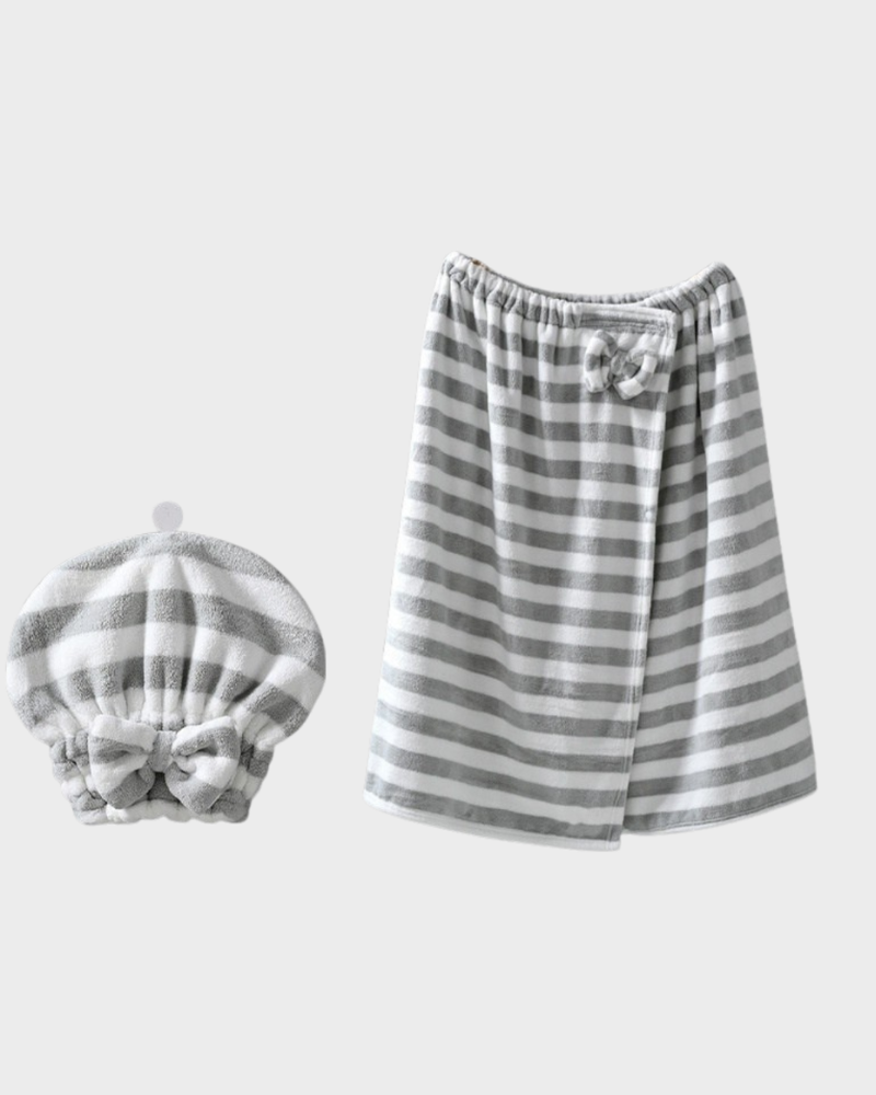Plus Size Adjustable Bath Skirt & Quick-Dry Cap Set