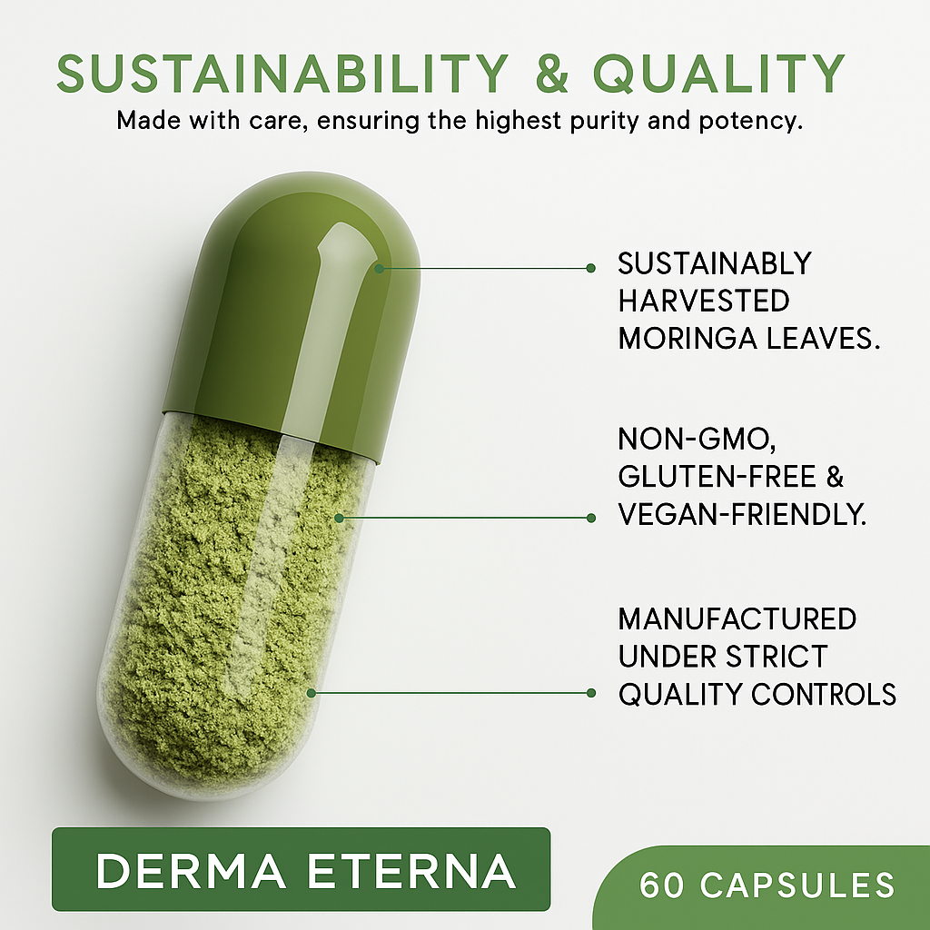 100% Authentic Moringa Powder Capsules | Made in USA | Derma Eterna