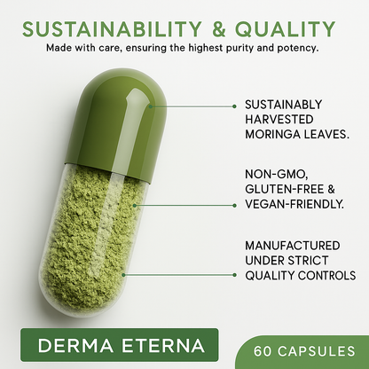 100% Authentic Moringa Powder Capsules | Made in USA | Derma Eterna