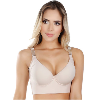 Luxury Deep-Cup Faja Bra – Full-Back Smoothing Shaping Fajas with Lift