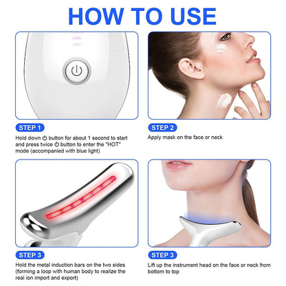 EMS RED LIGHT THERAPY FACE NECK LIFT WRINKLE REMOVER TIGHTEN MASSAGER