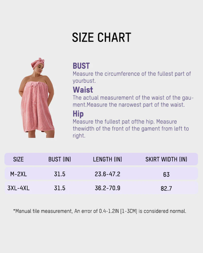 Plus Size Adjustable Bath Skirt & Quick-Dry Cap Set