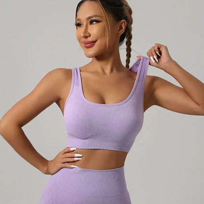 Knitted Yoga Set Sports Bra High Waist Shorts Fitness Outfit